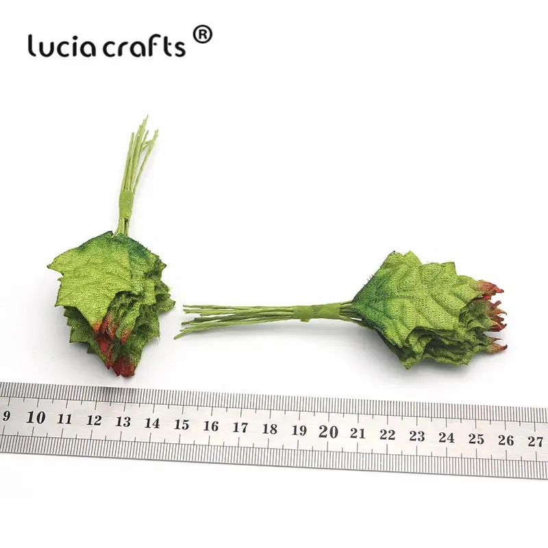 Lucia crafts, 24 шт./72 шт., искусственные листья, цветы, сделай сам, для дома, вечерние, венки, Свадебный декор, скрапбукинг, ремесло, искусственный цветок A0706 - Цвет: C5 green 1    24pcs