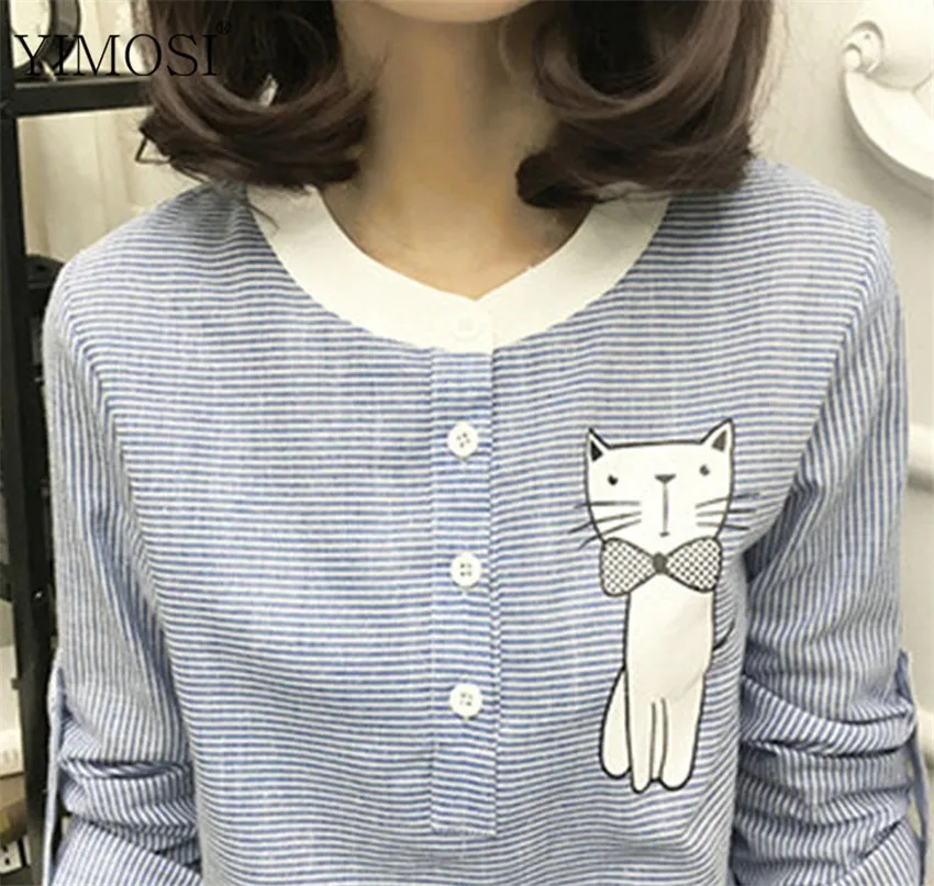 Блузка женская с длинным рукавом из хлопка и льна|ladies clothing|shirt femaleembroidery shirt |
