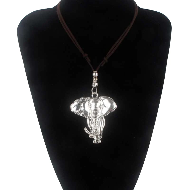 Женское колье макси с подвеской в виде слона|leather necklace|necklace wholesalevintage necklace |