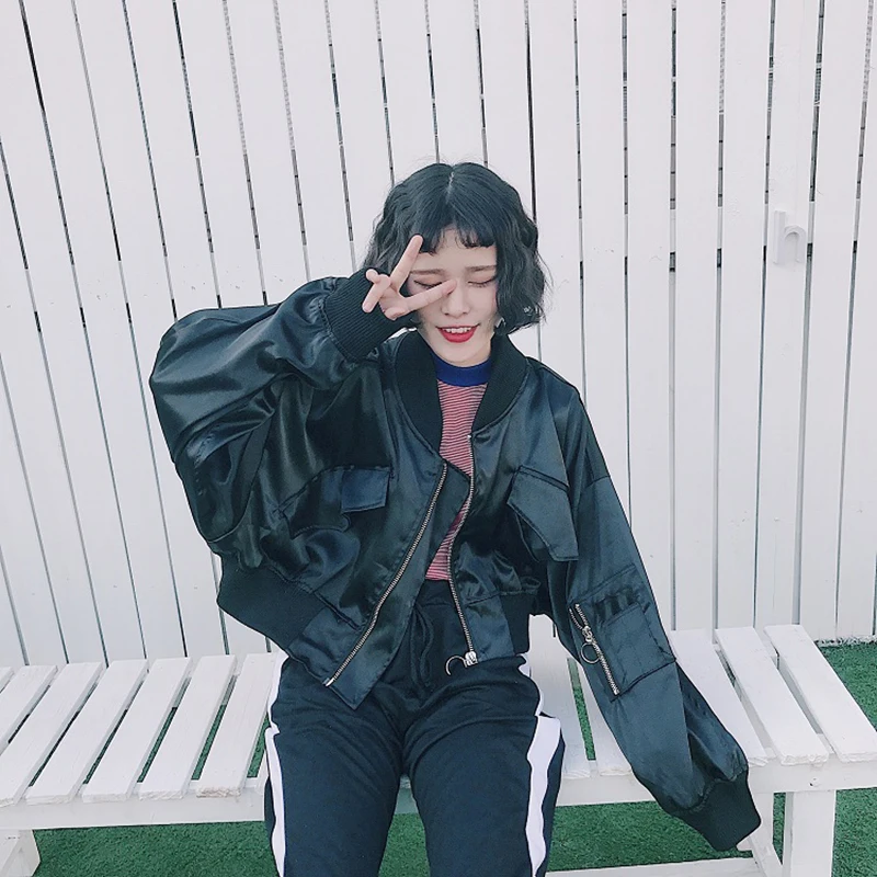 

Jackets Women Stand Collar Loose Zipper Solid Simple All-match Korean Style BF Ulzzang Jacket Womens Daily Trendy Harajuku Coats