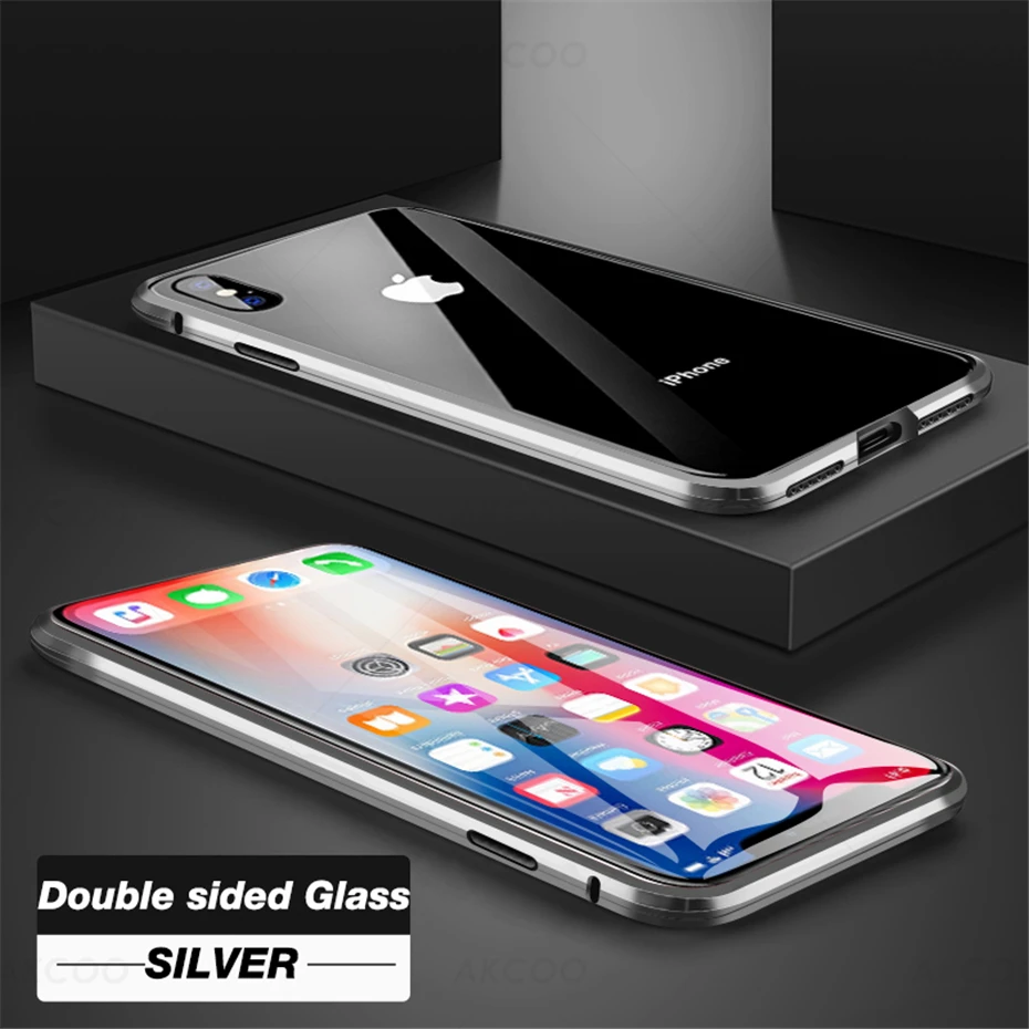 Чехол Akcoo для iPhone XS Max с магнитной адсорбцией, переднее и заднее закаленное стекло на весь экран для iPhone 6S 7 8 Plus XR, чехол s
