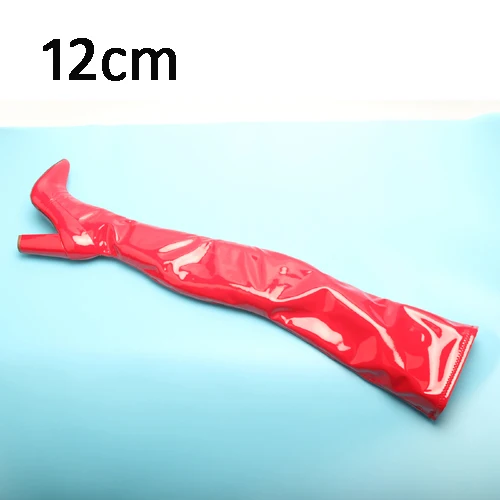 TIMETANG Fashion Women Shoes Free Shiping Cool Pointed Toe Square Heel Over-the-Knee Woman Long Boots Customized Thigh High Boot - Цвет: Red 12cm