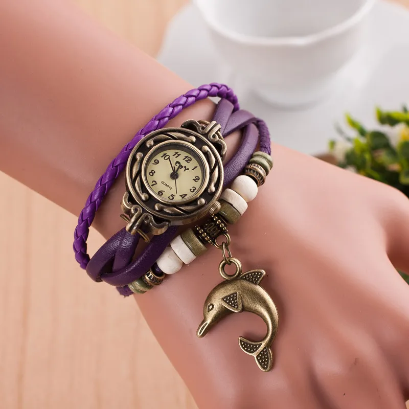 Reloj mujer браслет наручные часы женские кварцевые винтажные цветной кожаный