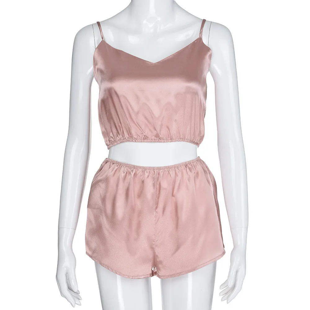 Для женщин костюм Set2Pcs пикантные однотонные s бретели Растениеводство Топ + мини