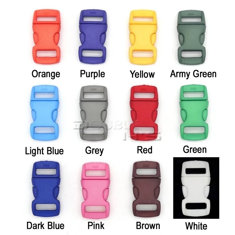 500pcs/lot Mixed Colorful 3/8&quot(10mm) Plastic Buckles Contoured Curved For Paracord Bracelets | Дом и сад