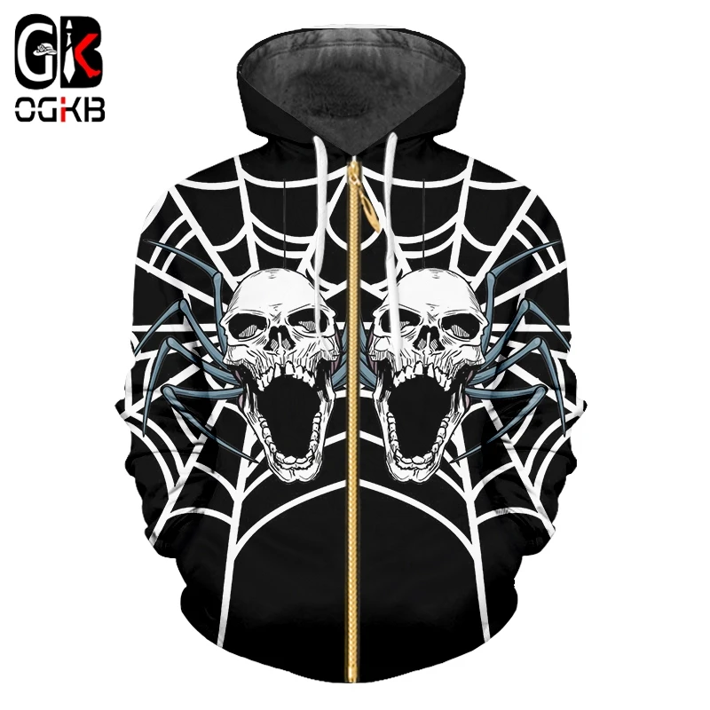 OGKB хип хоп человек Хэллоуин 3D печать паутины и черепа тренд личности