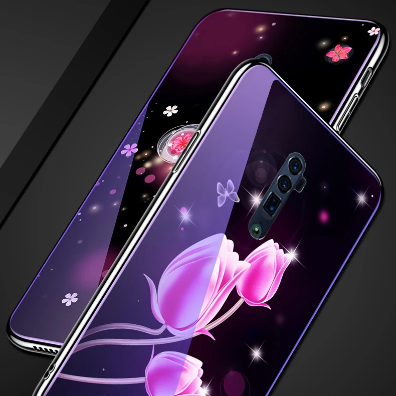 Для OPPO Reno/Reno 10x zoom Обложка кожаный чехол с покрытием из закаленного стекла Blue Ray
