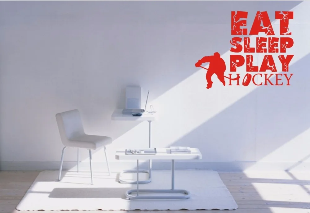 eat sleep play hockey vinyl quotes wall decal home decor kids room boys rooms art mural wallpaper removable stickers | Дом и сад
