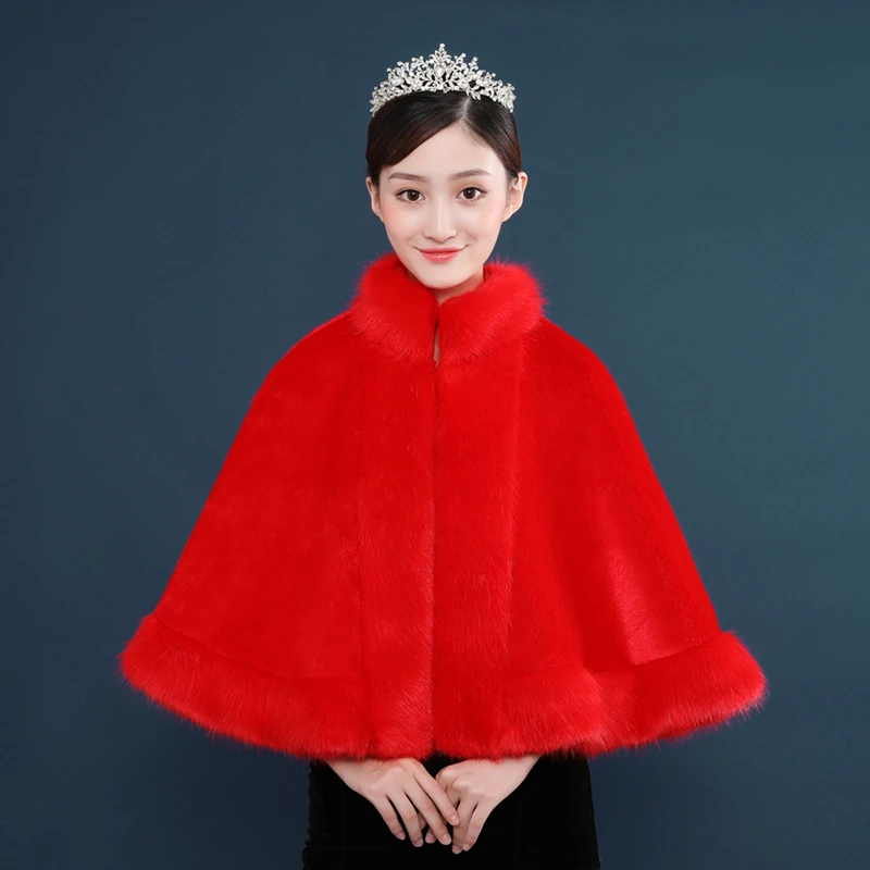 

Fur Faux Winter Bolero Women Bridal Shawl Wedding Cape In Stock Bridal Cloaks Wedding Coat Cheap Jacket For Evening Party