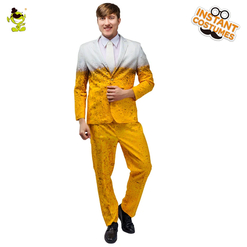 Men's Oktoberfest Suit Costume  Fancy Dress Up Adult Suit Clothes Role Play Yellow Beer Party Costumes for Cosplay Sets