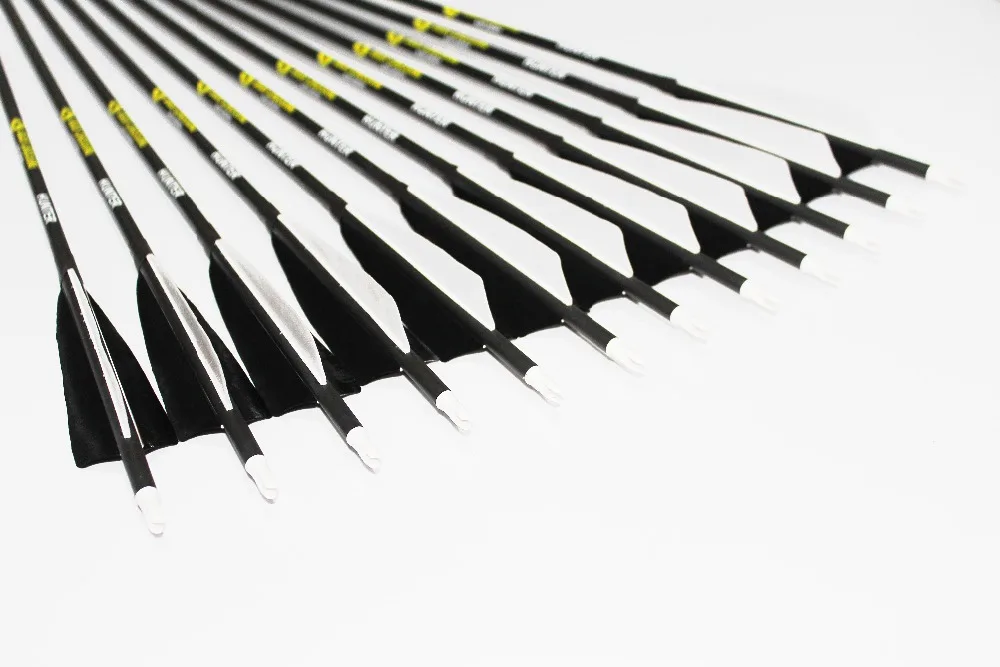 Стрелы из углеродного волокна для стрельбы лука 12 шт. стрелы 340/400/500/600 ID 100 мм 5