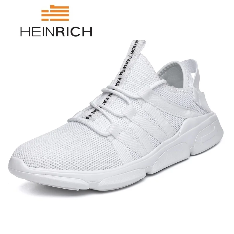 HEINRICH Mens Fashion White Sneakers Breathable Shoes Lace-Up Lightweight Men's Casual Trainers Sapatos Homens | Обувь
