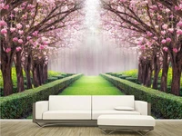 custom 3d wallpaper beautiful scenery flowers and trees wallpaper flower 3d wallpaper for room