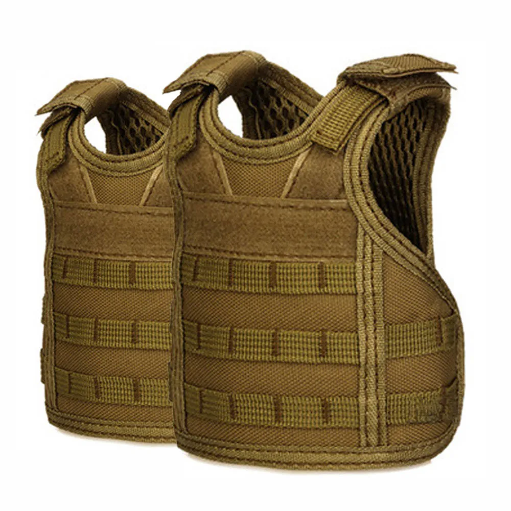 2pcs brown Tenneight тактический жилет для пива военный Молл жилет Мини Миниатюрный чехол для бутылки вина жилет охладитель напитков регулируемый плечевой ремень - Цвет: 2pcs brown