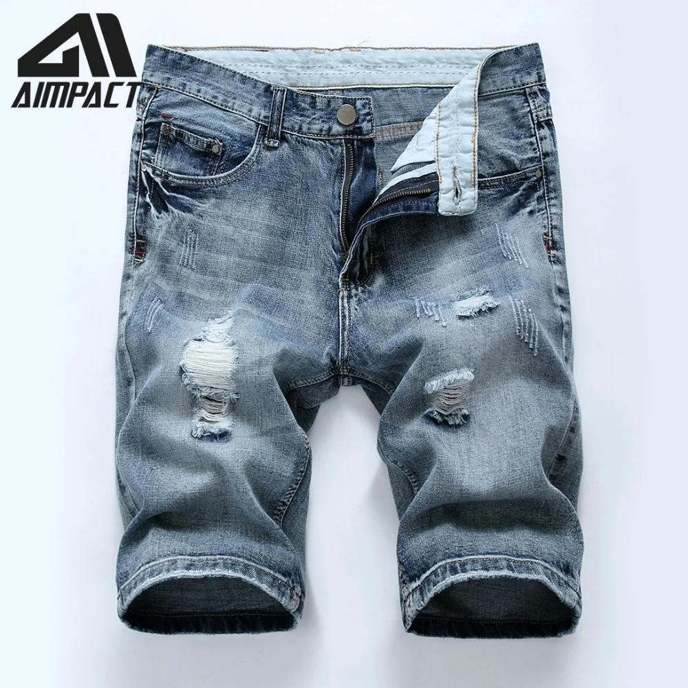 Vintage Denim Shorts for Men Cowboy Ripped Jean Trunks Male Summer Slim Fitted Hi-Street Distressed Skinny Jeans Shorts AM2300