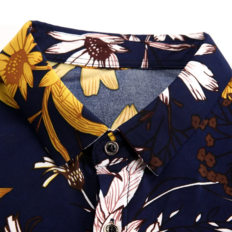 2019 мужские рубашки с коротким рукавом и цветочным принтом Гавайские