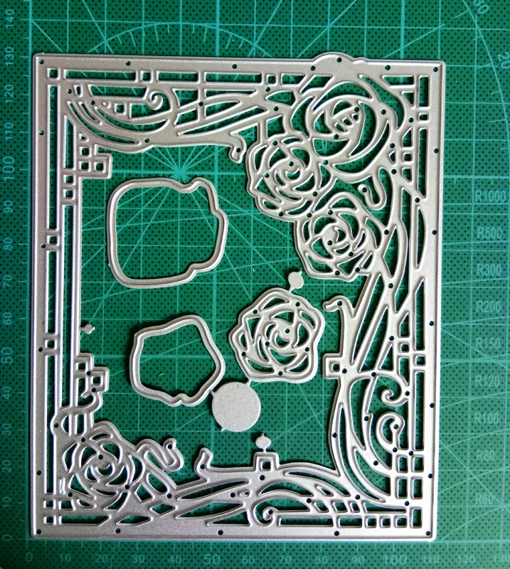 Новая роза прямоугольный фон для резки металла трафарет DIY скрапбукинга альбом
