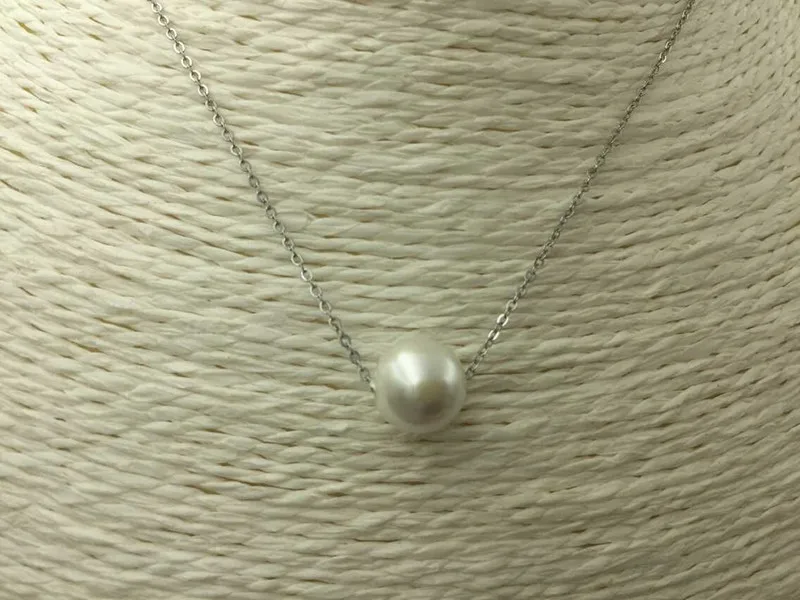 Модный кулон из нержавеющей стали с большим искусственным жемчугом ожерелье