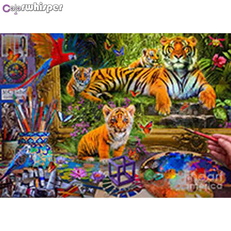 Алмазная живопись полный квадратный/круглый мир джунглей тигр красочные