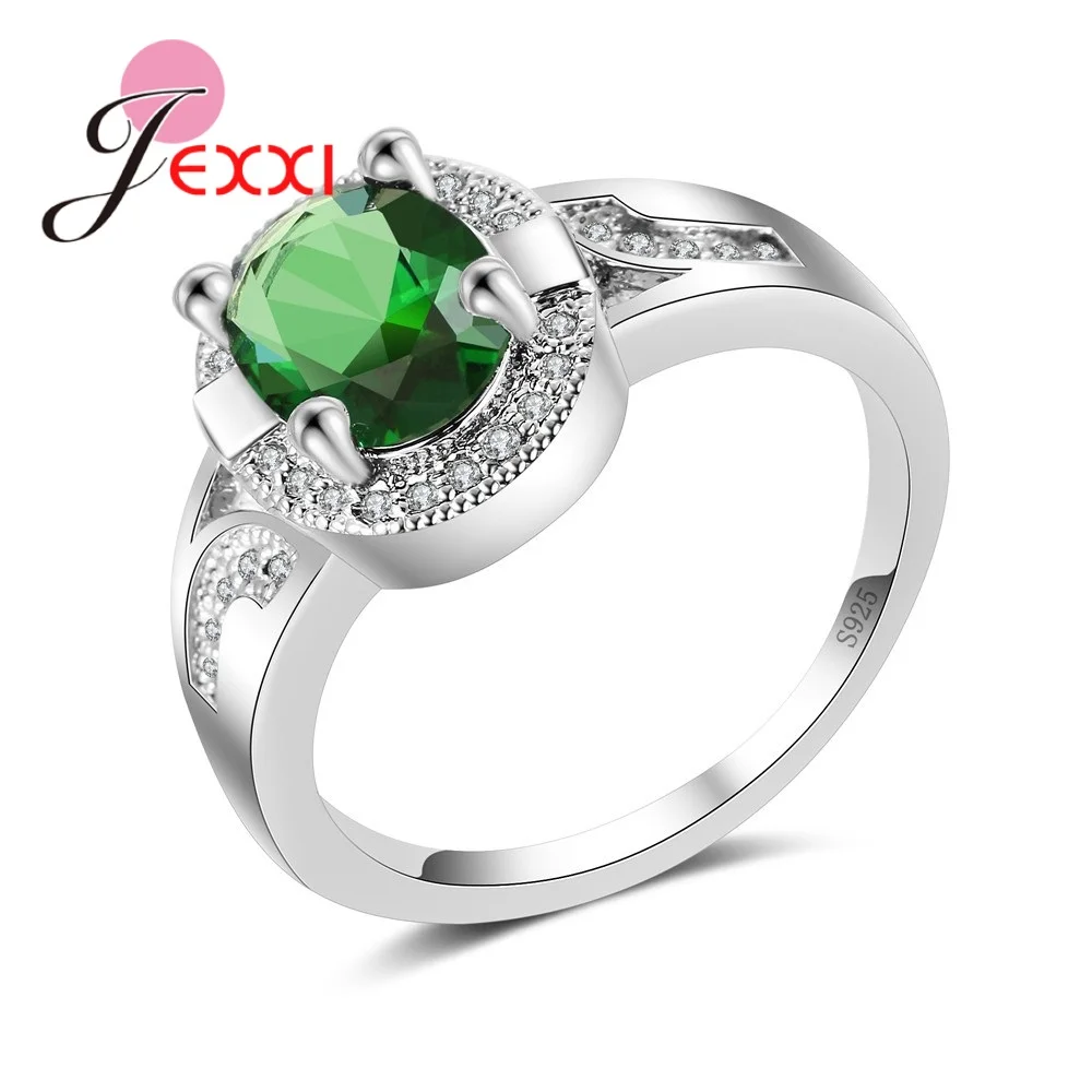 Женское кольцо из серебра 925 пробы с зеленым кристаллом|wedding engagement ring|crystal ringengagement