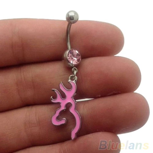 Горячая Женщин Пирсинг Ювелирные Изделия Розовый Браунинг Олень Живота Пупка