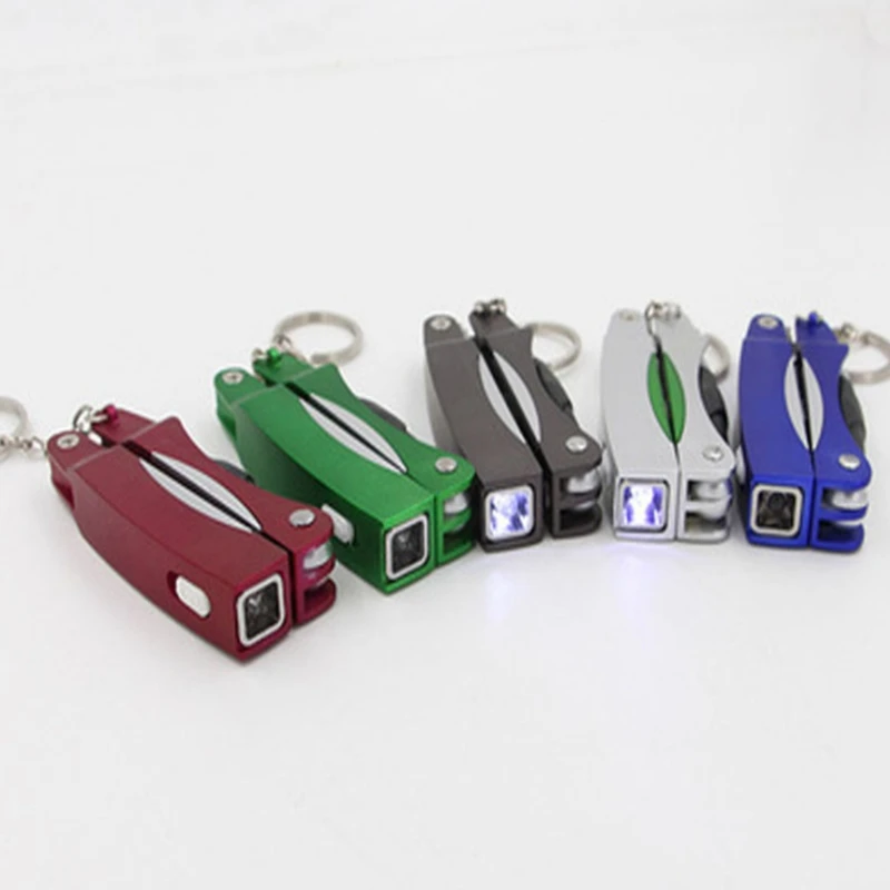 50pcs/lot Mini Keychain Led flashlight Scissors cutter with ballpoint pen Protable Keyring Key chain torch ballpen | Освещение