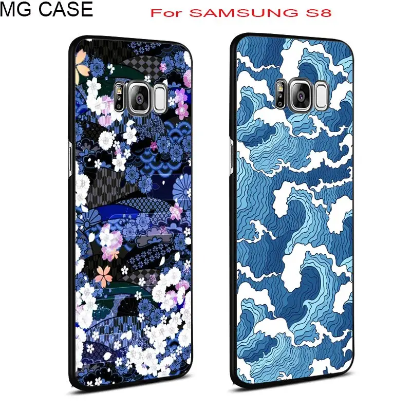 Japanese Breeze Patterned Phone Case For Samsung Galaxy Note8 S9 S9+ Sea Wave Moon Sun Cover CASE S8 S8plus |