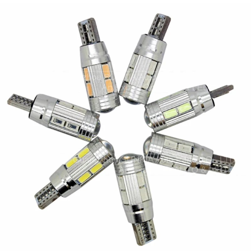 SUNKIA 2 шт./лот W5W T10 без ошибок внутренний Белый светодиодный CANBUS 10-SMD 5630 с объективом проектор Алюминиевый Чехол лампы