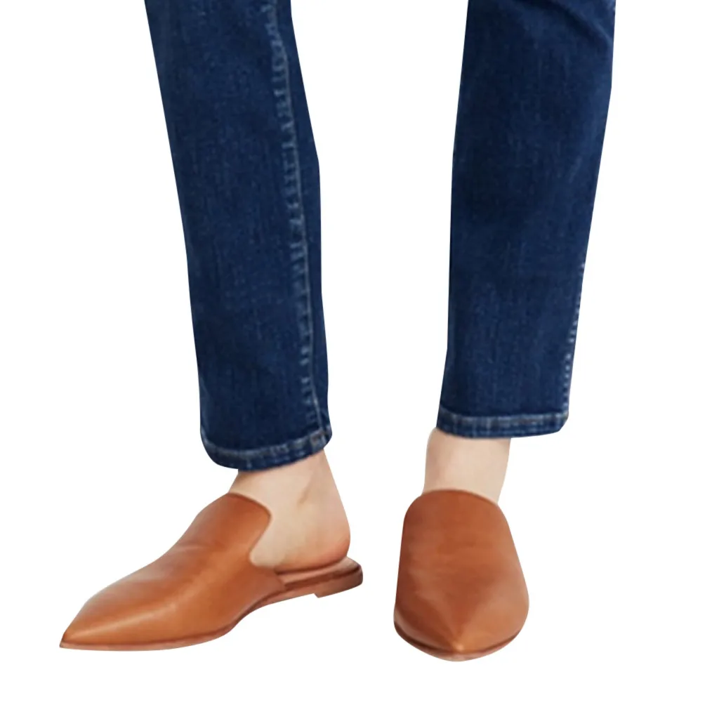 Женские модные летние шлепанцы с острым носком повседневная обувь слипоны в