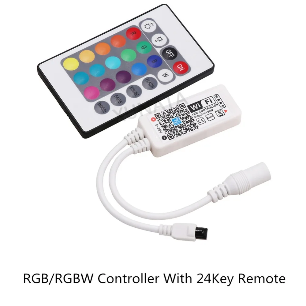 Wifi LED RGB / RGBW Controller DC9-12V with 24 Key RF IR Remote for 5050 Pixels Strip/Panel Light Ceiling Lamp | Освещение