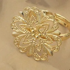 gold REGELIN регулируемые античные бронзовые полые цветочные мотивы кольца Круглые 20 мм винтажные 10 шт./лот DIY вечерние ювелирные изделия для женщин anillos - Цвет: gold
