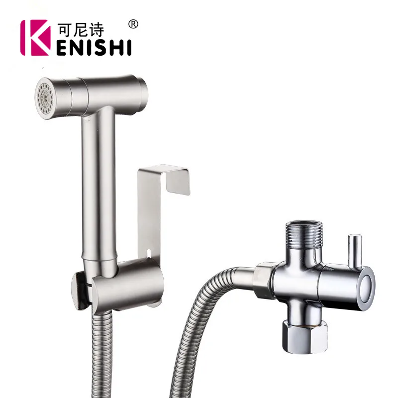 

Adjustable Stainless Steel Toilet Spray Gun Set Shower Bidet Toilet Spray Cleaning Gun Toilet Seat Nozzle Accessory Free press
