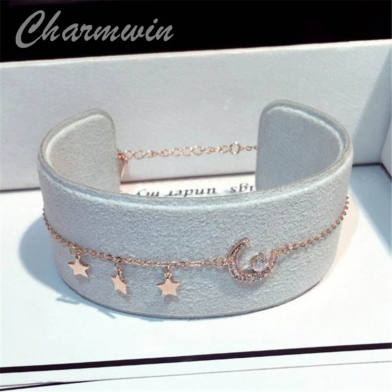 Charmwin Стразы браслет для женщин новые женские браслеты со звездами и Луной