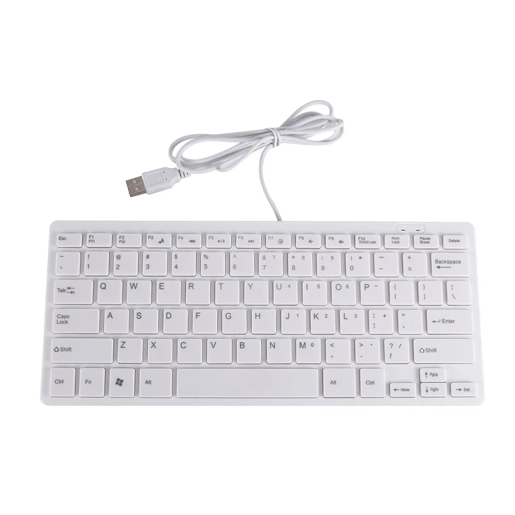Ультра тонкая Тихая маленькая Проводная клавиатура Мини Мультимедиа USB