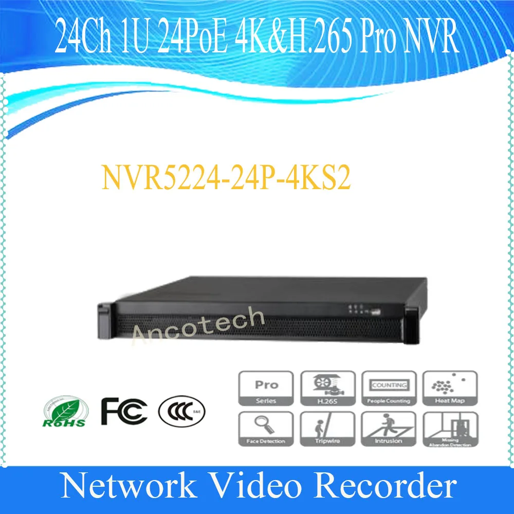 DAHUA 24 канала 1U 24PoE 4K & H.265 Pro сетевой видеорегистратор DHI-NVR5224-24P-4KS2 | Безопасность и
