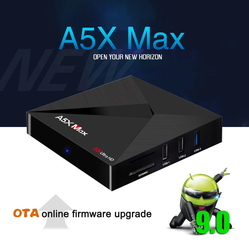 A5X MAX умный ТВ коробка 4 K HD RK3328 Quad Core 100 м LAN телеприставки 4G 32 г Android 9 0 Двойной Wi Fi