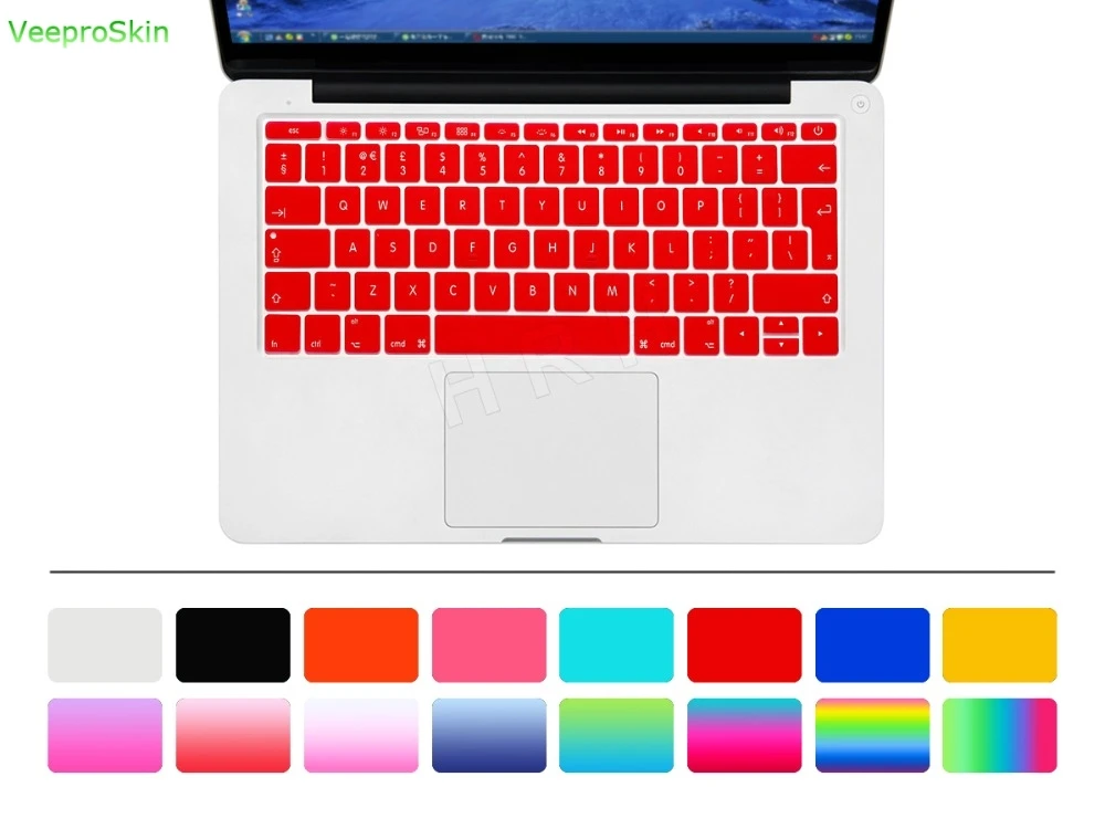 Для Mac New Pro 13 "A1708 (2016 версия без сенсорной панели) EU/UK Английский силиконовый