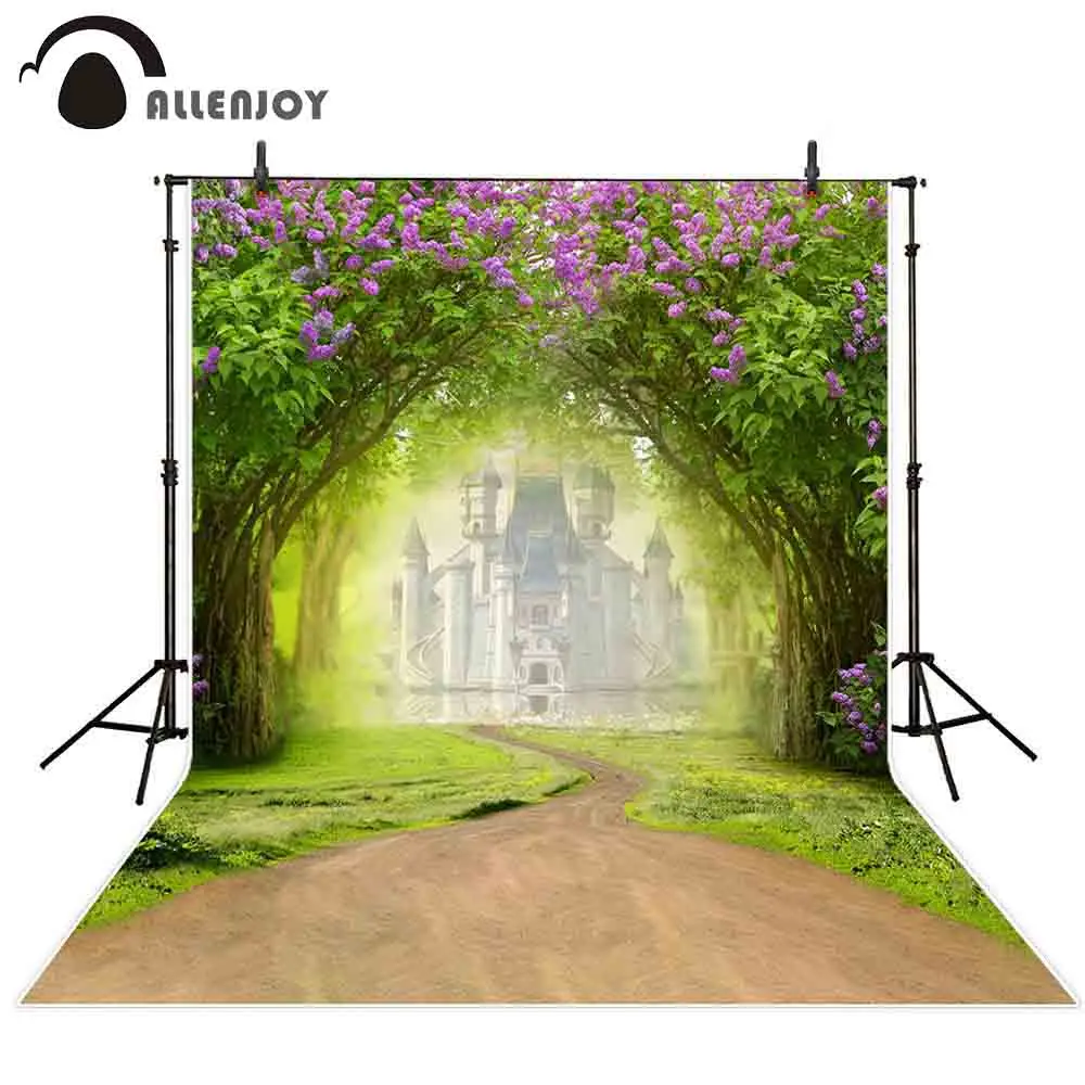 

Allenjoy фоны для фотосъемки с цветами, изогнутый троп, нереальный замок, весенний Фотофон с изображением дерева, леса, фотозона