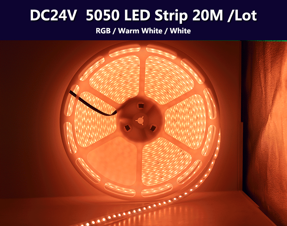 DC24V 20 м/Лента светодиодная лента 5050 IP67 Водонепроницаемый/Нет Водонепроницаемый 60 Светодиодный s/m теплый белый/RGB наружное освещение Светодиодная лента