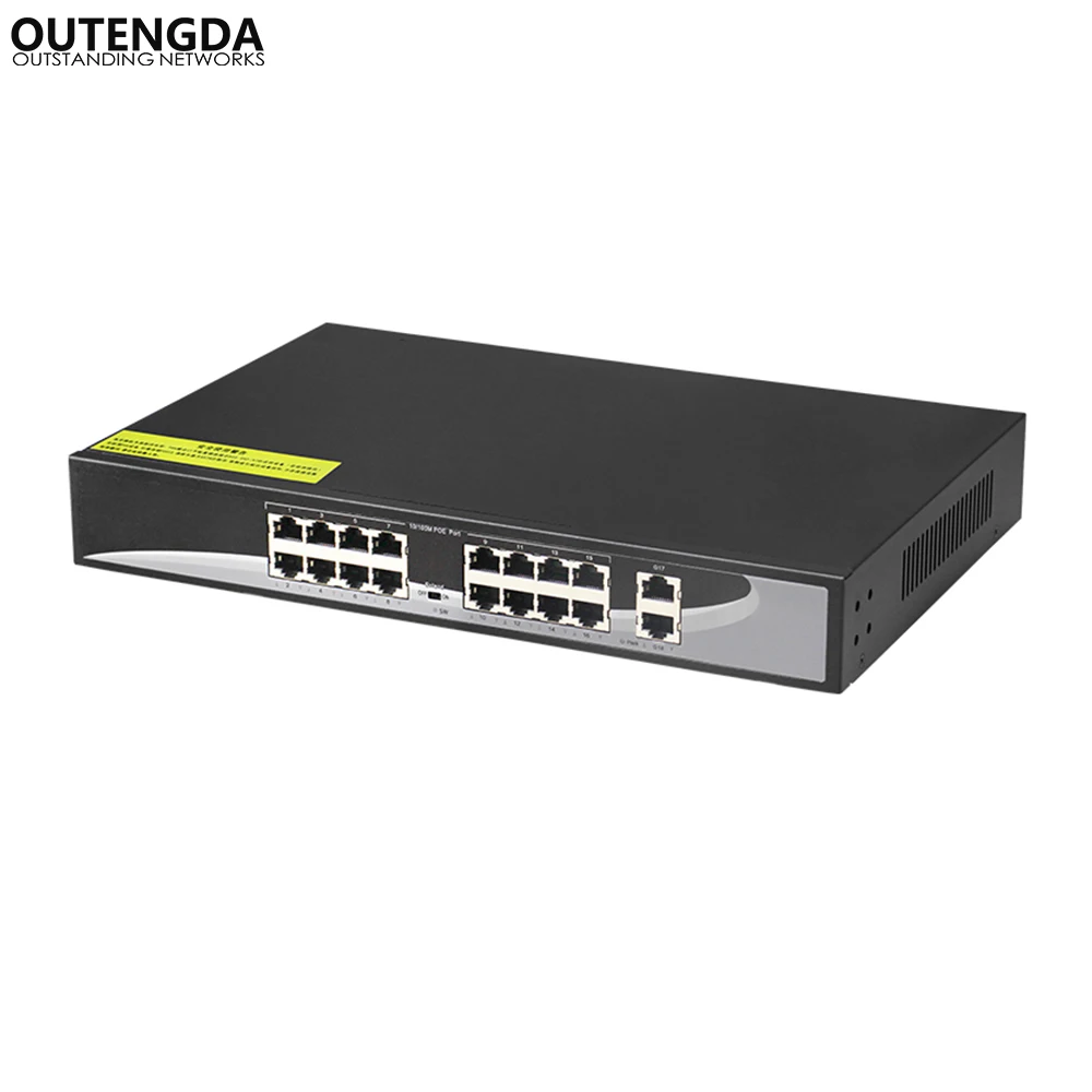 16 портовый Пассивный POE коммутатор с 24 в 2 порта Гигабитного Uplink питание от сети