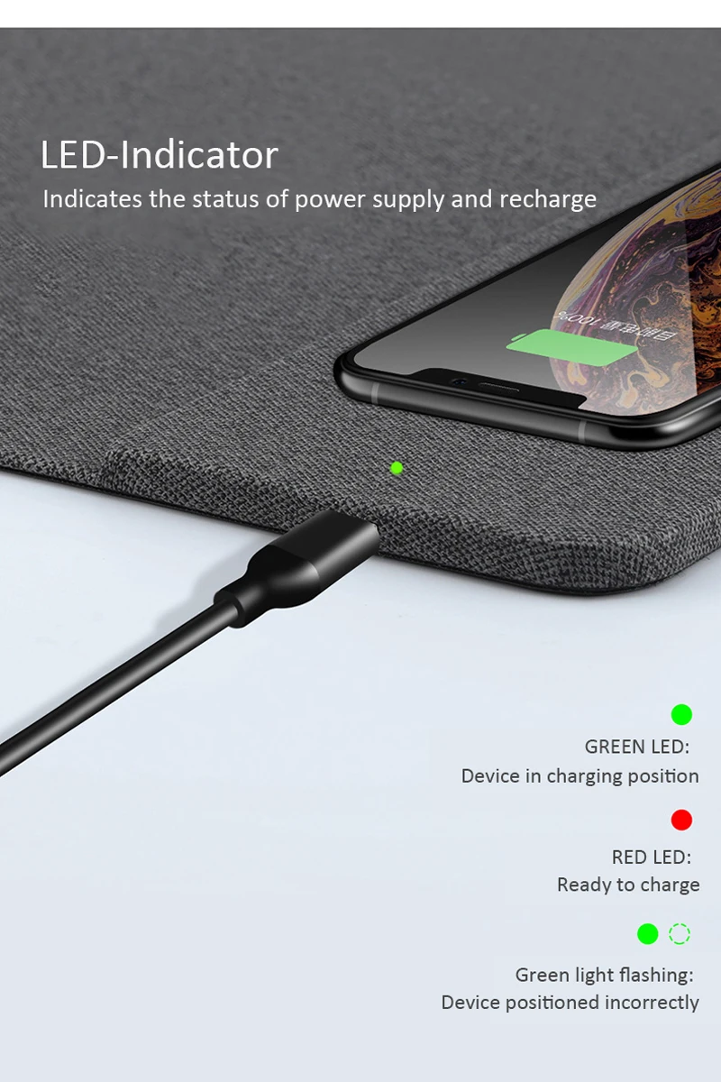 Беспроводной коврик для зарядки мыши BUBM Qi, коврик для мыши Qi 2 в 1 для iPhone XS MAX/8 Plus samsung S8 Plus/Note 8