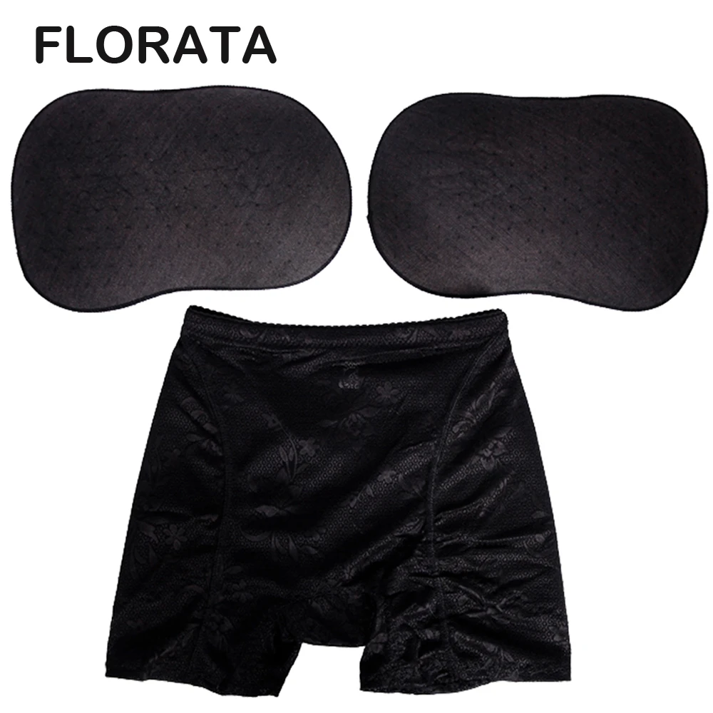 Black FLORATA Body Shaper, тонкие трусики, нижняя часть ягодиц, подкладка под зад, мягкий коврик, трусы, трусы, увеличивающие бедра, штаны для подтягивания ягодиц - Цвет: Black