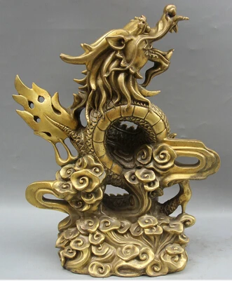 Бесплатная доставка 12 &quotКитайский народный фэн шуй Зодиак из латуни Год Дракона