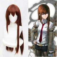 anime steins gate makise kurisu christina cosplay wigs 100cm long copper red heat resistant synthetic hair wig wig cap