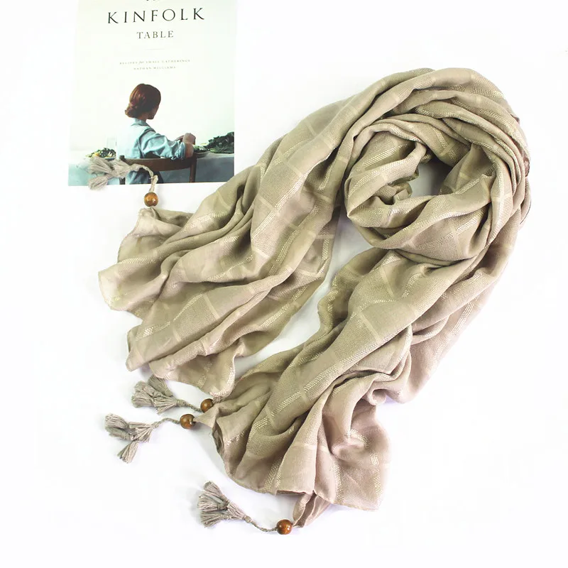 

new cotton linen winter scarf women ladies tassel plaid solid shawl silk scarves Neckerchief Autumn Foulards Muslim Hijab Sjaal
