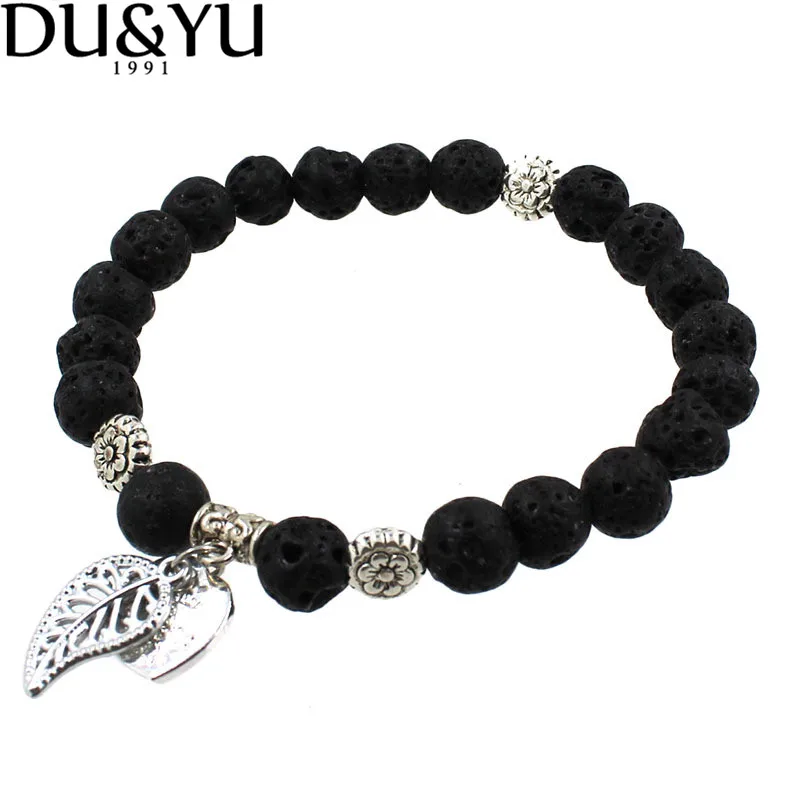 Модные украшения унисекс Природный Вулканический Камень листья сердечка