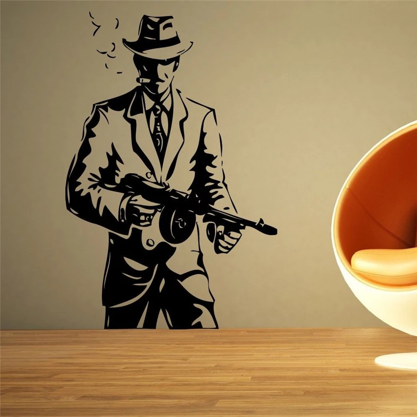 

Wall Room Decor Art Vinyl Sticker Mural Applique Gangster Thug Home Decor Removable Wall Decals living Wall Sticker D384