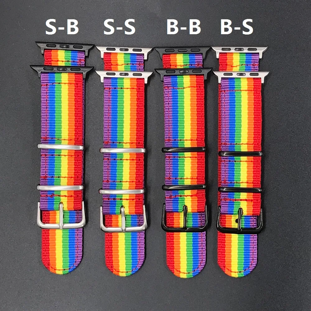 For Rainbow Watchband for Apple Watch Band 38mm 40mm 42mm 44mm Nylon Women Strap Bracelet Belt Wrist bands iWatch Series 4 3 | Наручные