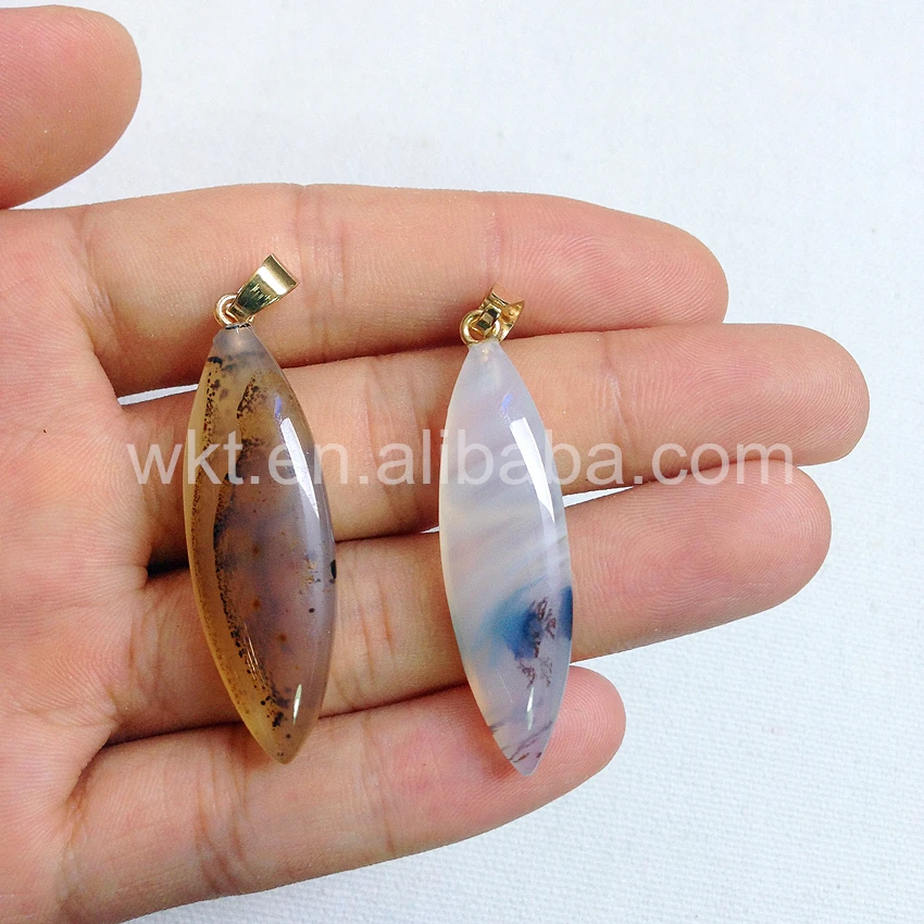 

WT-P779 Stylish oval shape moss crystal jewelry moss stone pendant for wholesale in natural color