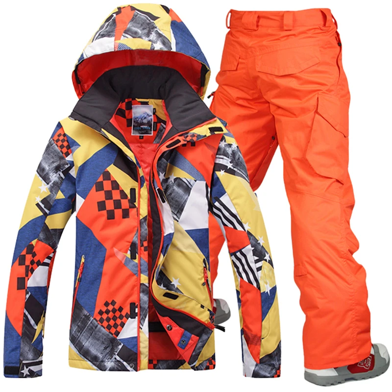 GSOU зимние лыжные костюмы мужская куртка сноуборд куртки брюки спортивные